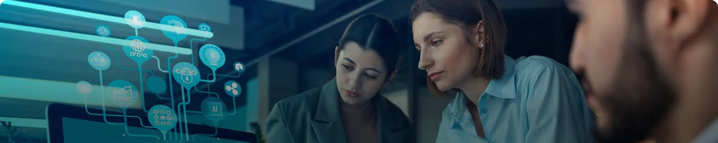 Equipo híbrido trabajando con IA